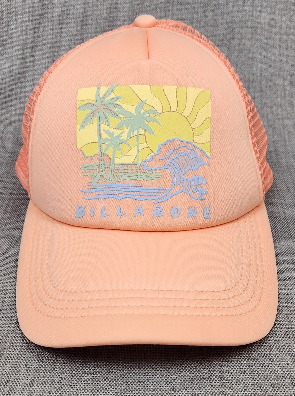 Billabong Peach Color Beach Foam Trucker Adjustable Hat. - Picture 2 of 8